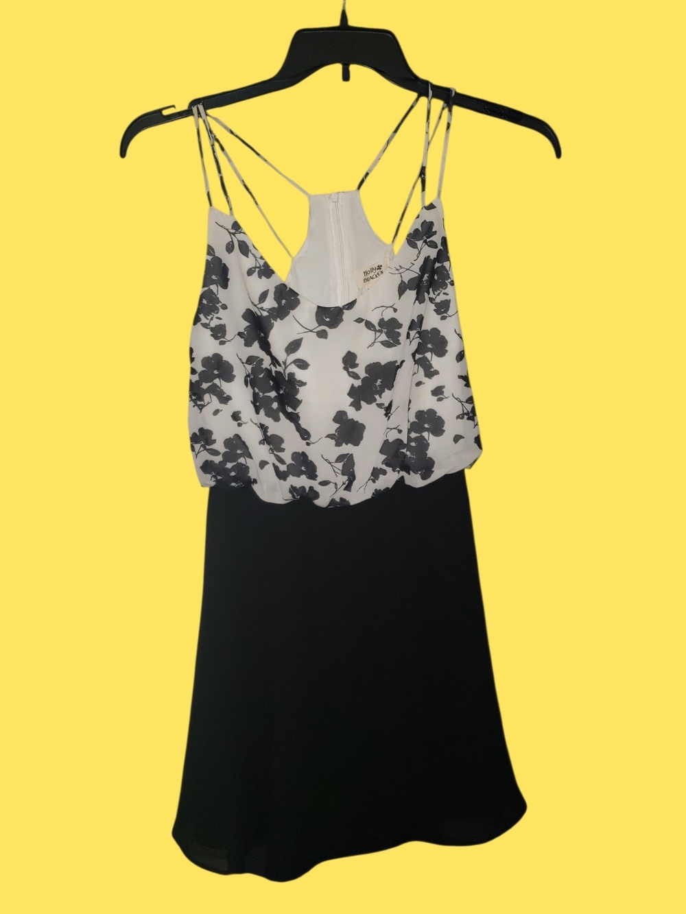 Black & White Floral Spaghetti Strap Dress